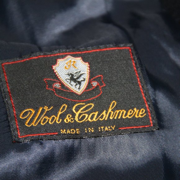 Massimo Italy Navy Blue Cashmere Wool Blend Men Long Classic Coat Size 44 - Picture 8 of 12